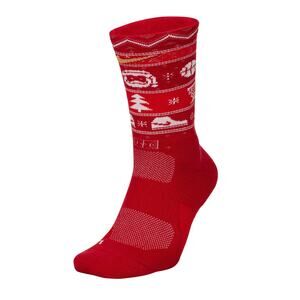 Nike Elite Adult Red Crew Polyester Cushion Holiday Basketball Socks (1 pc)